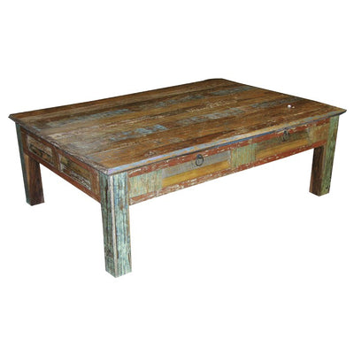 Rectangular Distressed Wooden Coffee Table