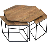 Set of 4 Geometric Wooden Coffee Tables
