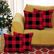 Set of 4 Red and Black Buffalo Plaid Throw Pillows