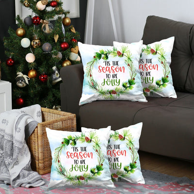 Set of 4 Tis the Season Christmas Throw Pillow Covers