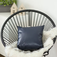 Set of 2 Navy Stripe and Solid Throw Pillow Covers