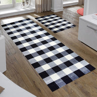 2' x 6' Black and White Buffalo Check Washable Runner Rug