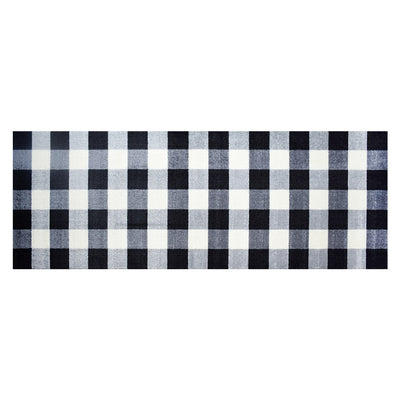 2' x 6' Black and White Buffalo Check Washable Runner Rug