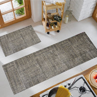 2' x 6' Modern Geo Lines in Squares Washable Runner Rug
