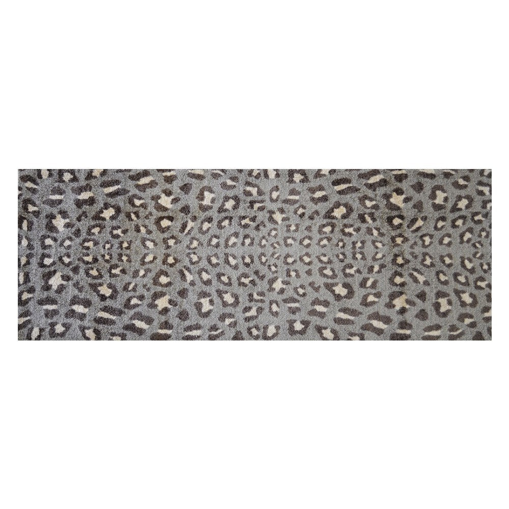 2' x 6' Gray and Brown Cheetah Washable Runner Rug