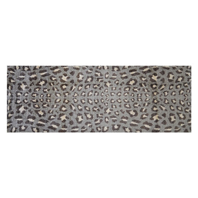 2' x 6' Gray and Brown Cheetah Washable Runner Rug