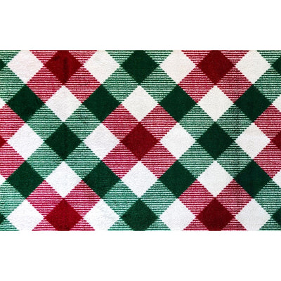 2' x 4' Red and Green Plaid Washable Floor Mat