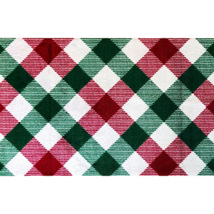 2' x 4' Red and Green Plaid Washable Floor Mat