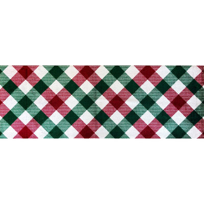 2' x 6' Red and Green Plaid Washable Runner Rug
