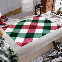 2' x 3' Red and Green Plaid Washable Floor Mat