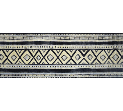 2' x 6' Black and Gray Modern Tribal Washable Runner Rug