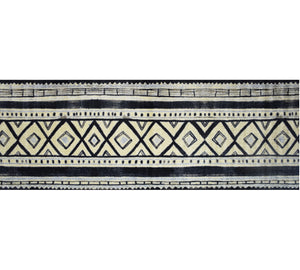 2' x 6' Black and Gray Modern Tribal Washable Runner Rug