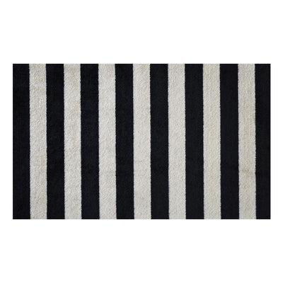 2' x 4' Black and Tan Wide Stripe Washable Floor Mat