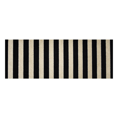 2' x 6' Black and Tan Wide Stripe Washable Runner Rug