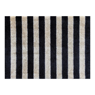2' x 3' Black and Tan Wide Stripe Washable Floor Mat
