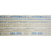 2' x 6' Blue and Taupe Tribal Washable Runner Rug