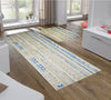 2' x 6' Blue and Taupe Tribal Washable Runner Rug