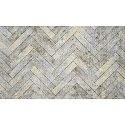 2' x 4' Rustic Gray Herringbone Washable Floor Mat