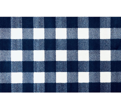 2' x 4' Navy and White Buffalo Plaid Washable Floor Mat