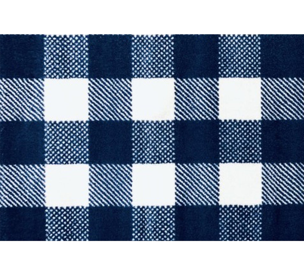 2' x 3' Navy and White Buffalo Plaid Washable Floor Mat