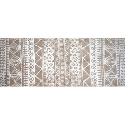2' x 6' Sandy Tan and White Zigs and Zags Washable Runner Rug