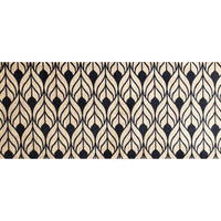 2' x 6' Graphite and Tan Abstract Leaves Washable Runner Rug