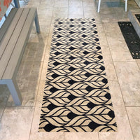 2' x 6' Graphite and Tan Abstract Leaves Washable Runner Rug
