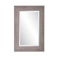 Warm Gray Faux Wood Beveled Rectangular Mirror