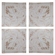 Set of 4 Whitewashed Arabesque Carved Wall Art