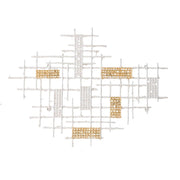 Contemporary White and Gold Geo Grid Wall Art