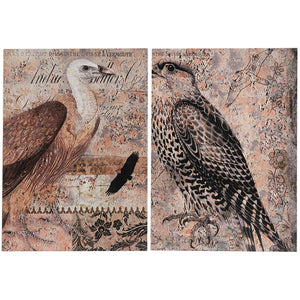 Set of 2 Antique Post Card Birds Wall Art