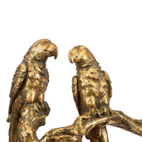 Antiqued Gold Parrots Sculpture