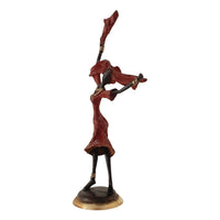 Vintage Hand Cast Bronze Statuette of an African Dancer in a Fire Red Dress