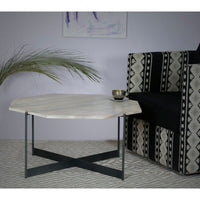 Sleek Natural Whitewash Octagonal Coffee Table