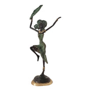 Hand Cast Bronze Statue of an African Dancer in a Green Dress