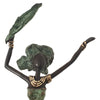 Hand Cast Bronze Statue of an African Dancer in a Green Dress
