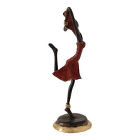 Bronze Figurine of an African Dancer in Red Dress