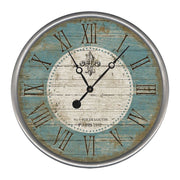 15" Vintage Teal Fleur de Lis Parisian Wall Clock