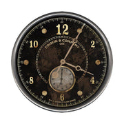 15" Vintage Look Black Wall Clock