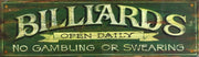 Distressed Billiards Open Daily Wall Art