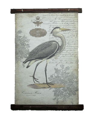 Grey Vintage Heron Tapestry Wall Décor