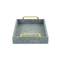 Light Blue Linen and Wooden Tray