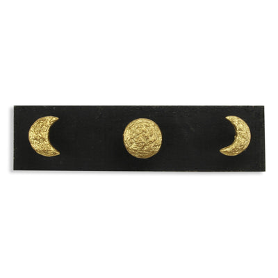 Black and Gold Moon Phase Three Hook Coat Hanger