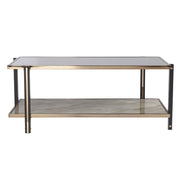 43" Champagne Mirrored And Metal Rectangular Mirrored Coffee Table