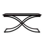 42" Black Glass And Metal Rectangular Coffee Table