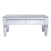41" Silver Glam Mirrored Glass  Rectangular Mirrored Coffee Table