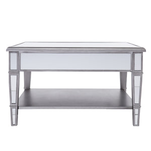 29" Silver Mirrored Glass Square Coffee Table