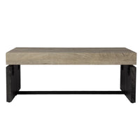 44" Natural and Black Chunky Manufactured Wood Rectangular Coffee Table