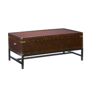 42" Brown Manufactured Wood And Metal Rectangular Coffee Table