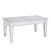 42" Silver Mirrored And Metal Rectangular Mirrored Coffee Table